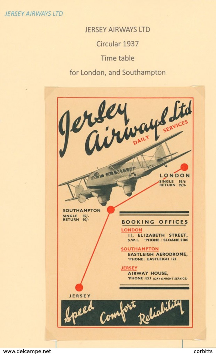 GUERNSEY 1939 Range Of First Flight Covers (10) Written Up On Leaves For Guernsey Airways & Jersey Airlines Ltd Incl. To - Autres & Non Classés