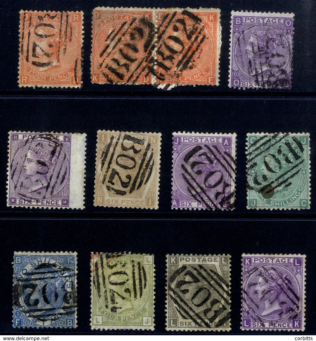 EGYPT Suez Cancelled BO2 With 2s Blue Pl.1, 1s Green Pl.4, 6d Lilac Of 1856 (marginal), 6d Plates 8 And 9, Another Pl.8, - Sonstige & Ohne Zuordnung
