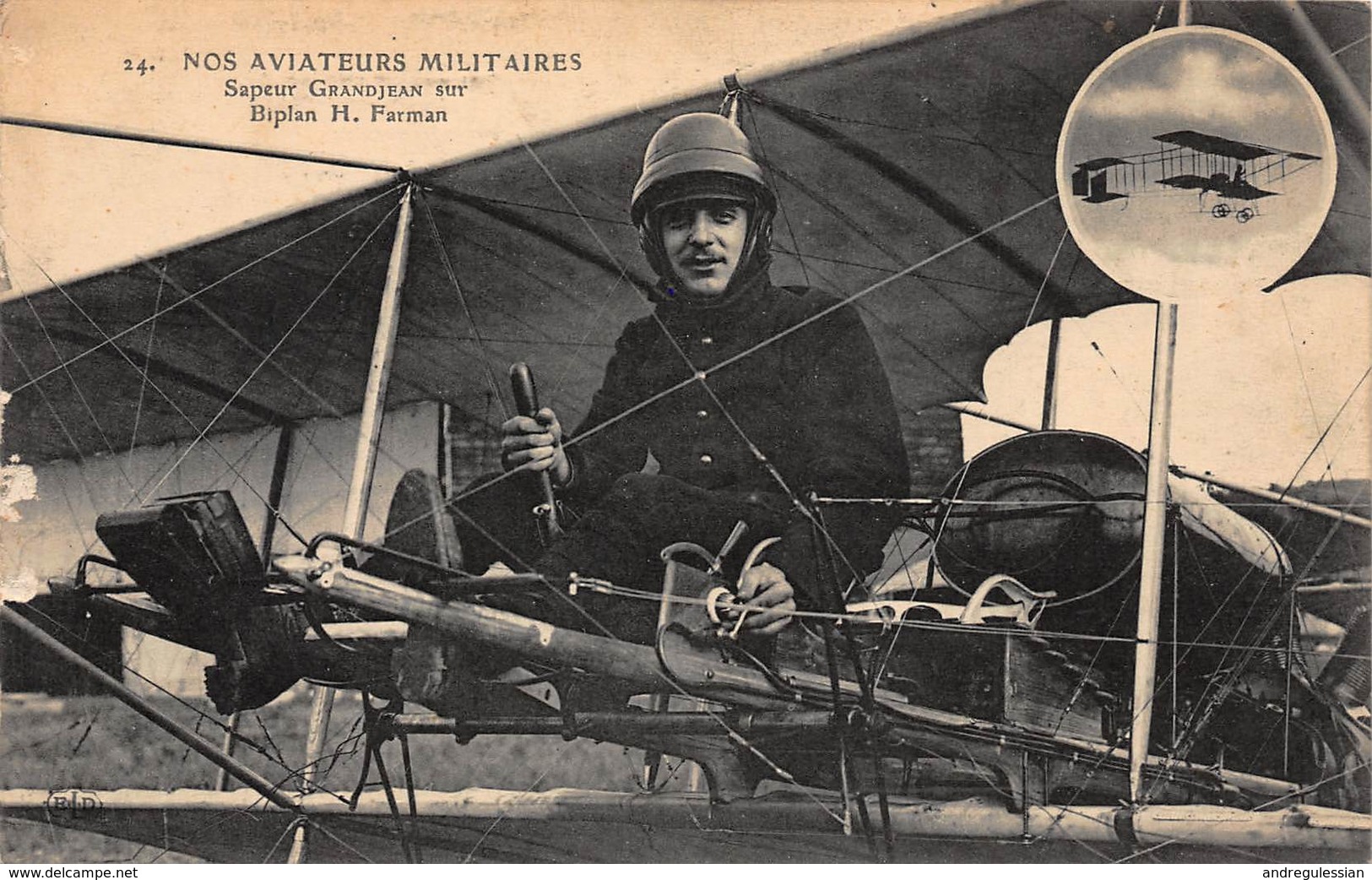 CPA NOS AVIATEURS MILITAIRES - Sapeur Grandjean Sur Biplan H. Farman - Aviateurs