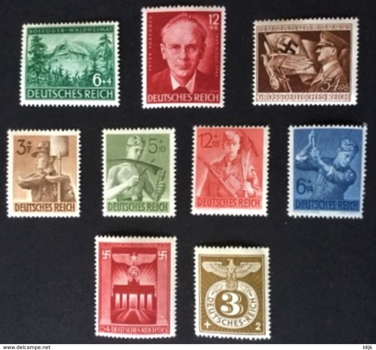 1943 8 Jahre Arbeitsdienst Mi.850-853**),Rosegger Mi.855-856**),Machtsergreifung Hitlers Mi.829**),Sonderstempel Mi.830 - Ungebraucht