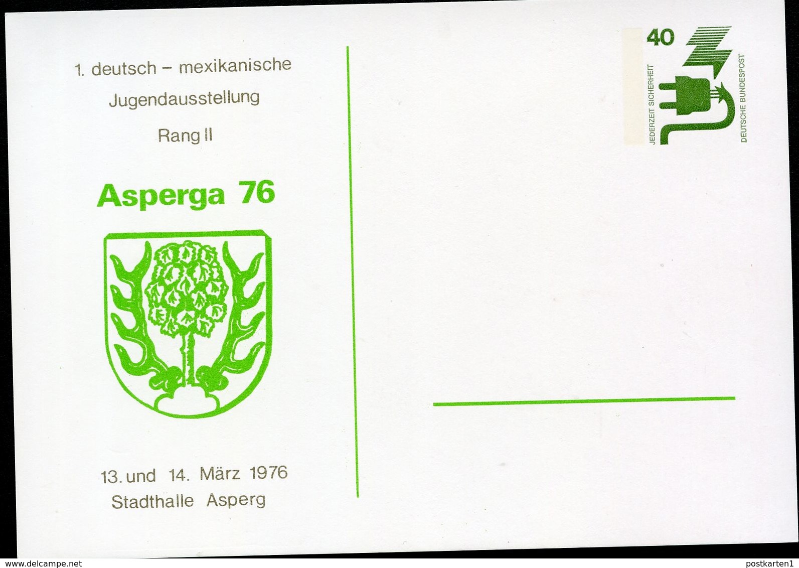 Bund PP69 D2/001 STADTWAPPEN ASPERG 1976  NGK 3,00 € - Private Postcards - Mint