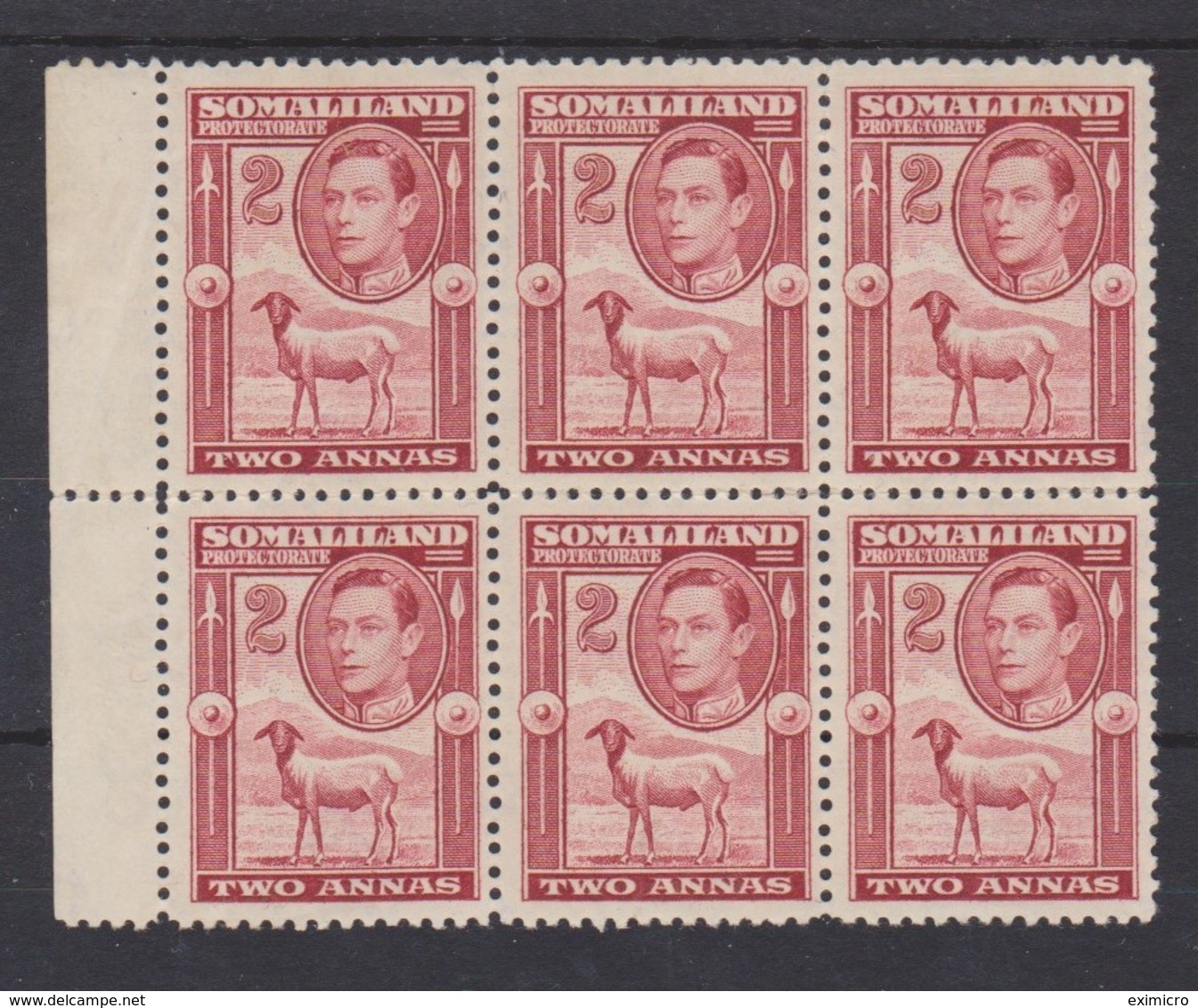 SOMALILAND 1938 2a IN UNMOUNTED MINT BLOCK OF 6 SG 95 X 6 Cat £24 - Somaliland (Protectoraat ...-1959)