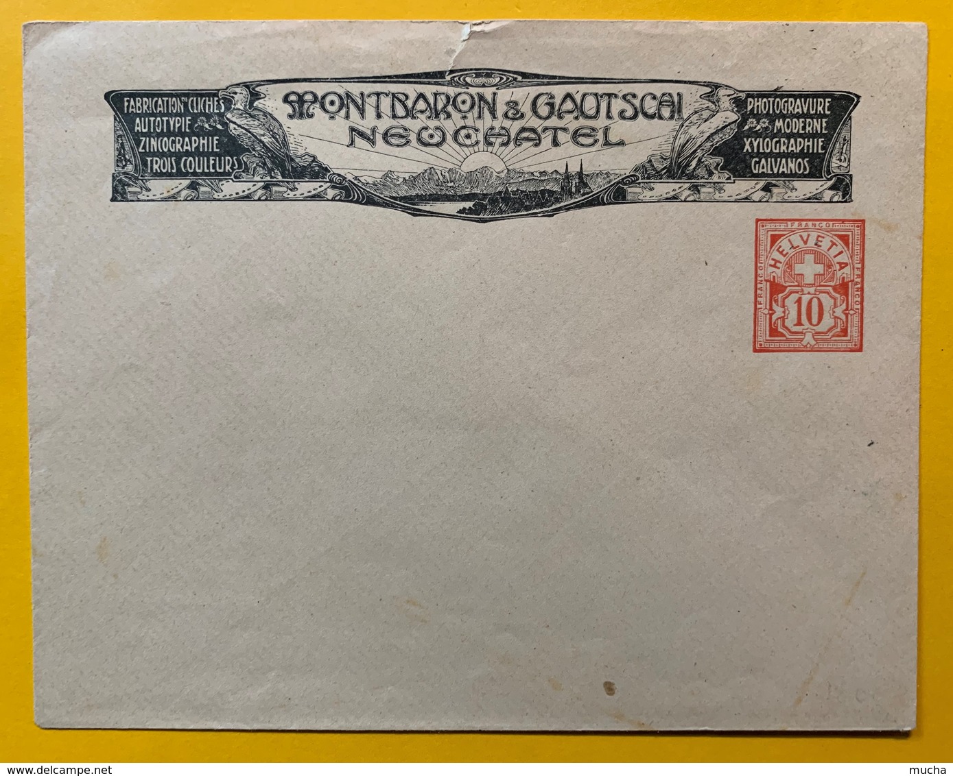 9786 -  Enveloppe Privée 10 Ct Rouge Neuve  Montbaron & Gautschi Neuchâtel Photogravure - Entiers Postaux