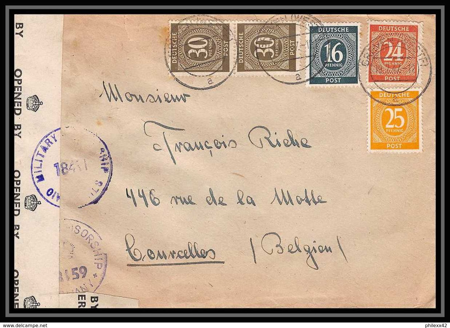 6041 Lettre Allemagne Germany Guerre 1914/1918 Censuré 1947 - 2. Weltkrieg 1939-1945