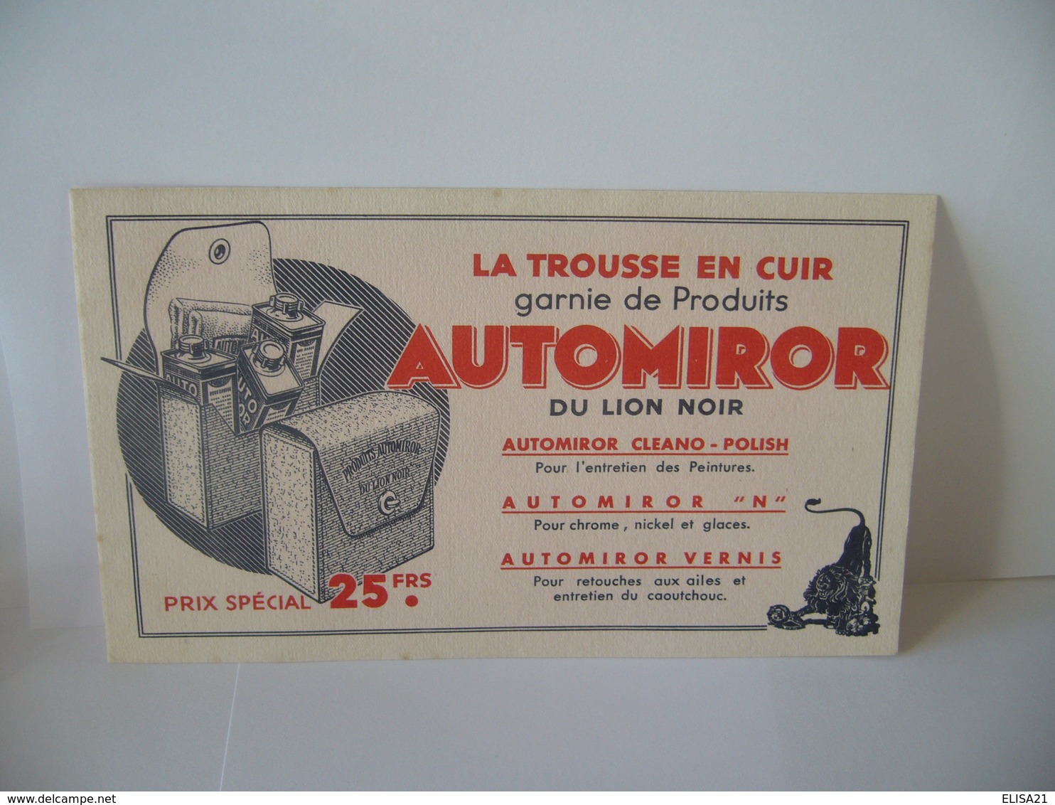 BUVARD LA TROUSSE EN CUIR GARNIE DE PRODUITS AUTOMIROR DU LION NOIR - Automobile