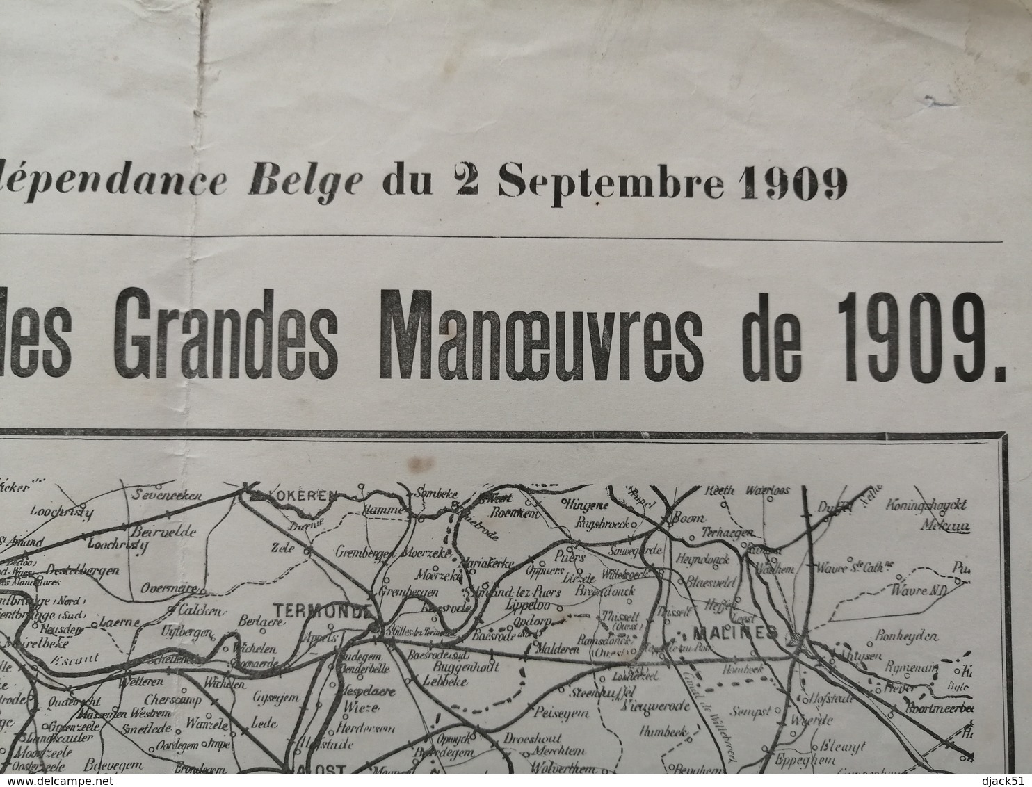 Carte De La Région Des Grandes Manoeuvres De 1909 (Belgique / Chimay-Philippeville, Sottegem, Lessines, Ath, Etc... - Documents