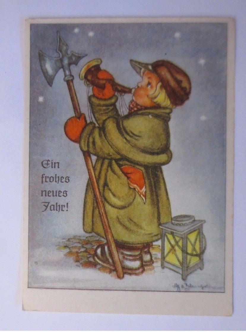 "Weihnachten, Nachtwächter, Laterne, Horn" 1950,  Tilly Baumgarten ♥  - Sonstige & Ohne Zuordnung