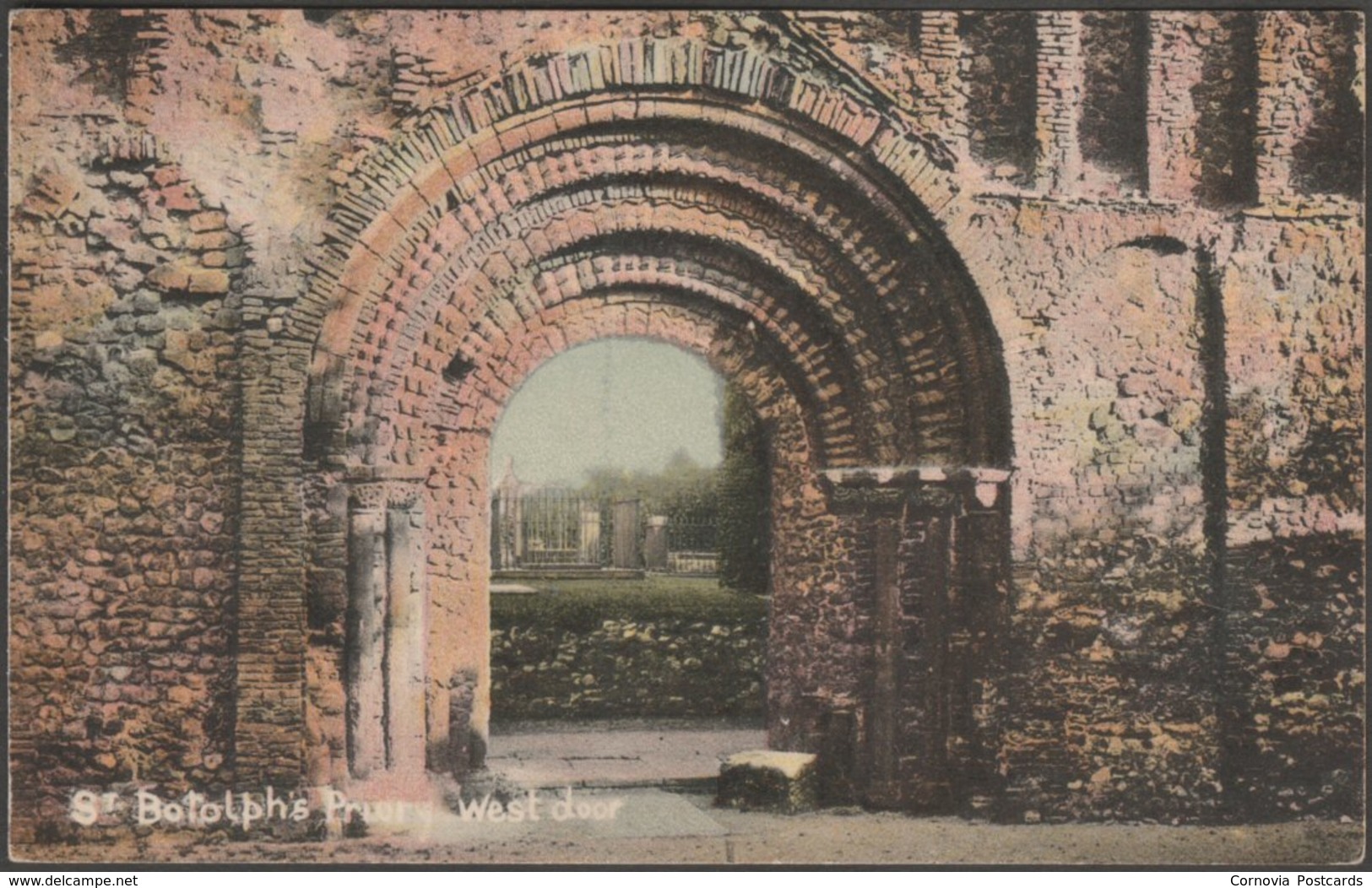 West Door, St Botolph's Priory, Colchester, Essex, C.1905-10 - WHS & Son Postcard - Colchester