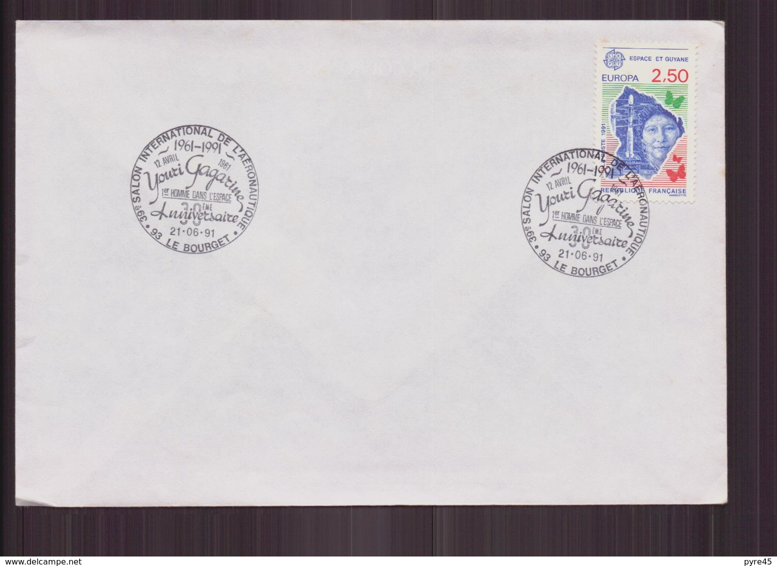 Enveloppe Du 21 Juin 1991 Cachet " Salon De L'aéronautique Au Bourget , Youri Gagarine " - Lettres & Documents