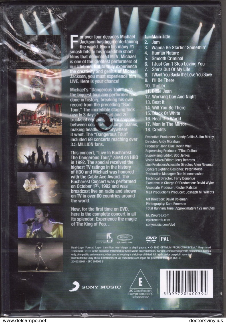 MICKAEL JACKSON "LIVE IN BUCHAREST : THE DANGEROUS TOUR" - DVD Musicaux