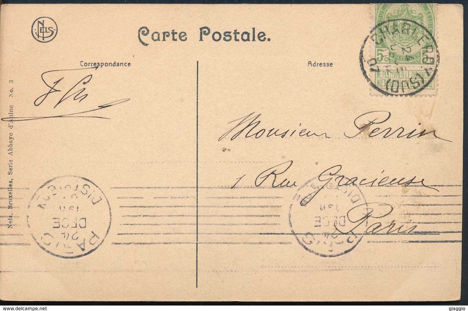 °°° 15720 - BELGIO BELGIQUE - ABBAYE D'AULNE - LE TRANSEPT - 1907 With Stamps °°° - Thuin