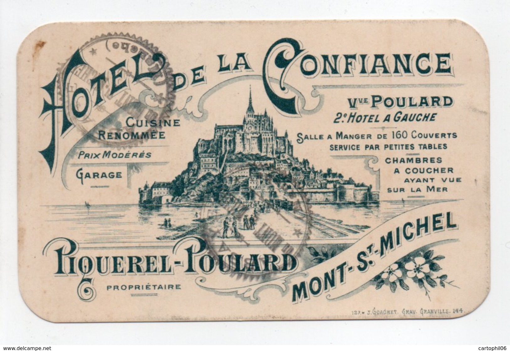 - Carte De Visite HOTEL DE LA CONFIANCE - PIQUEREL-POULARD - MONT-ST-MICHEL - - Cartes De Visite