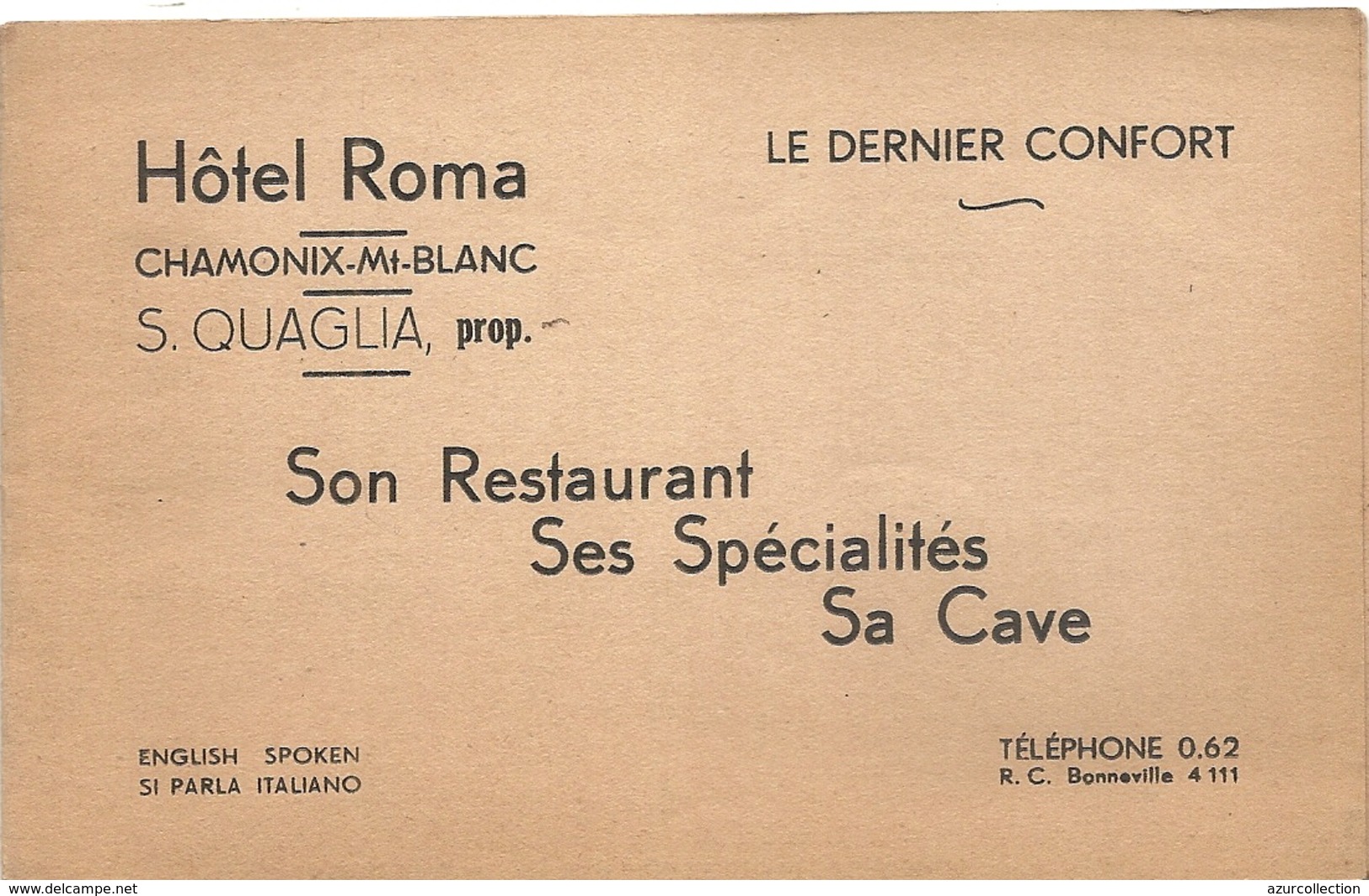 CHAMONIX . DEPLIANT 4 VUES HOTEL ROMA - Werbung