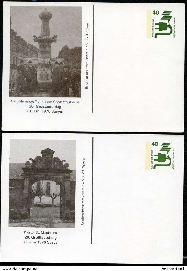 Bund PP69 D2/022 KREUZBLUME TURM GEDÄCHTNISKIRCHE + KLOSTER ST. MAGDALENA SPEYER 1976 NGK 6,00 € - Private Postcards - Mint