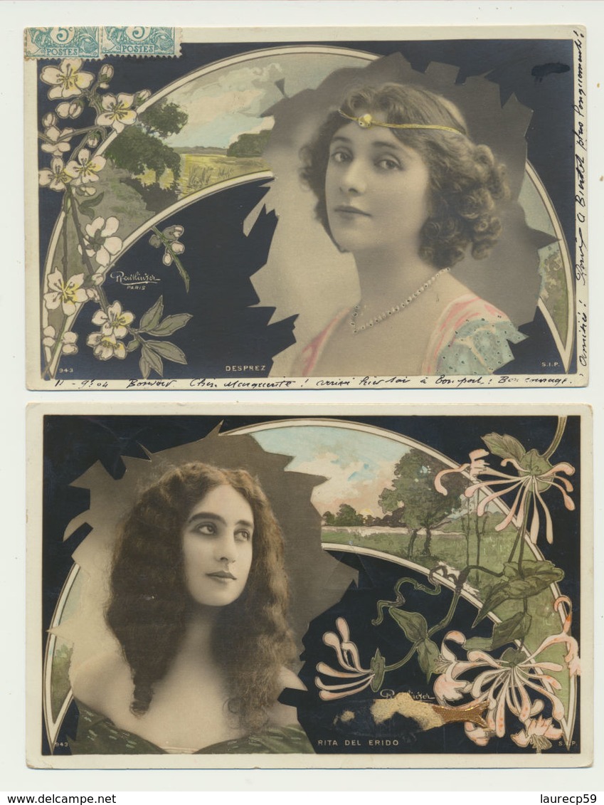 Lot De 2 Cartes - Artistes - Desprez Et Rita Del Erido - Photographe Reutlinger - Autres & Non Classés