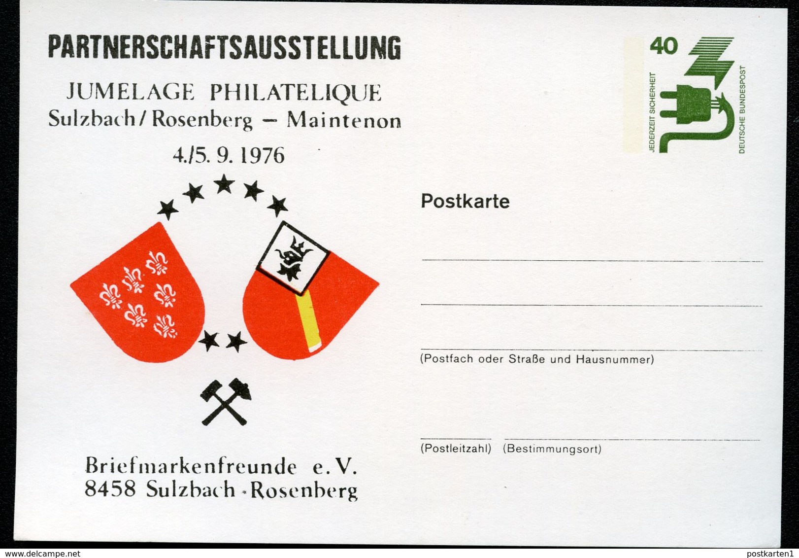 STADTWAPPEN SULZBACH-ROSENBERG + MAINTENON 1976  Bund PP69 D2/023  NGK 3,00 € - Briefe U. Dokumente