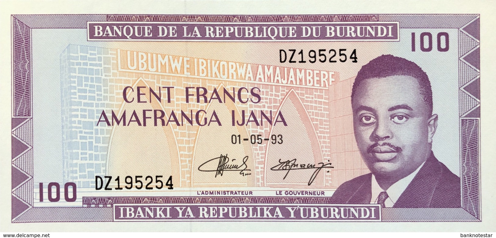 Burundi 100 Francs, P-29c (1.5.1993) - UNC - Serie AA - Burundi