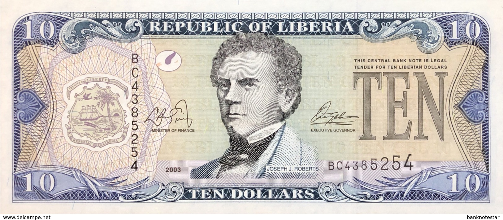 Liberia 10 Dollars, P-27a (2003) - UNC - Liberia