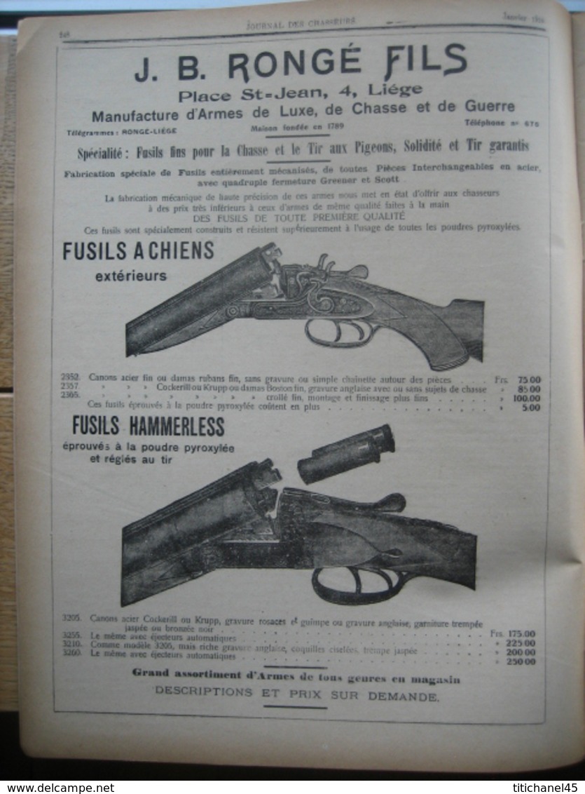 JOURNAL DES CHASSEURS ET DES GARDES 1910 N°18 -52 Pages Richement Illustrées : Armes - Cartouches ... - Autres & Non Classés