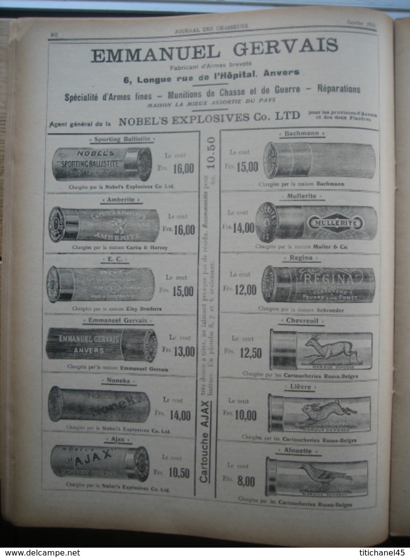 JOURNAL DES CHASSEURS ET DES GARDES 1910 n°18 -52 pages richement illustrées : armes - cartouches ...