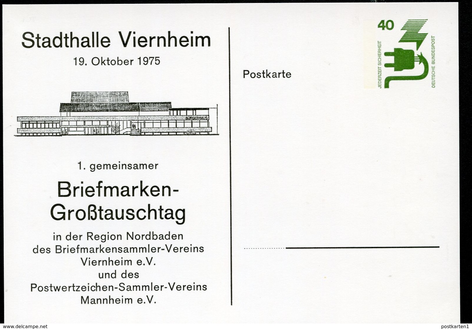 Bund PP69 D2/025  STADTHALLE VIERNHEIM 1975  NGK 3,00 € - Cartes Postales Privées - Neuves