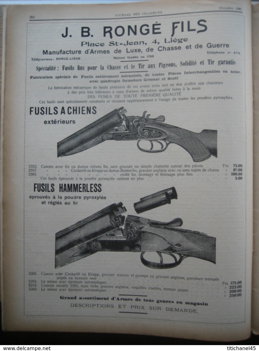 JOURNAL DES CHASSEURS ET DES GARDES 1909 N°17 -52 Pages Richement Illustrées : Armes - Cartouches ... - Andere & Zonder Classificatie