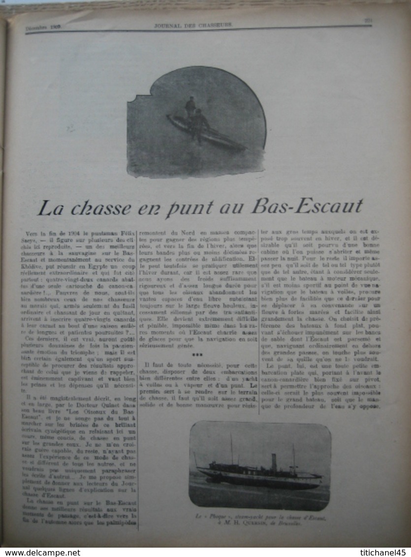 JOURNAL DES CHASSEURS ET DES GARDES 1909 n°17 -52 pages richement illustrées : armes - cartouches ...