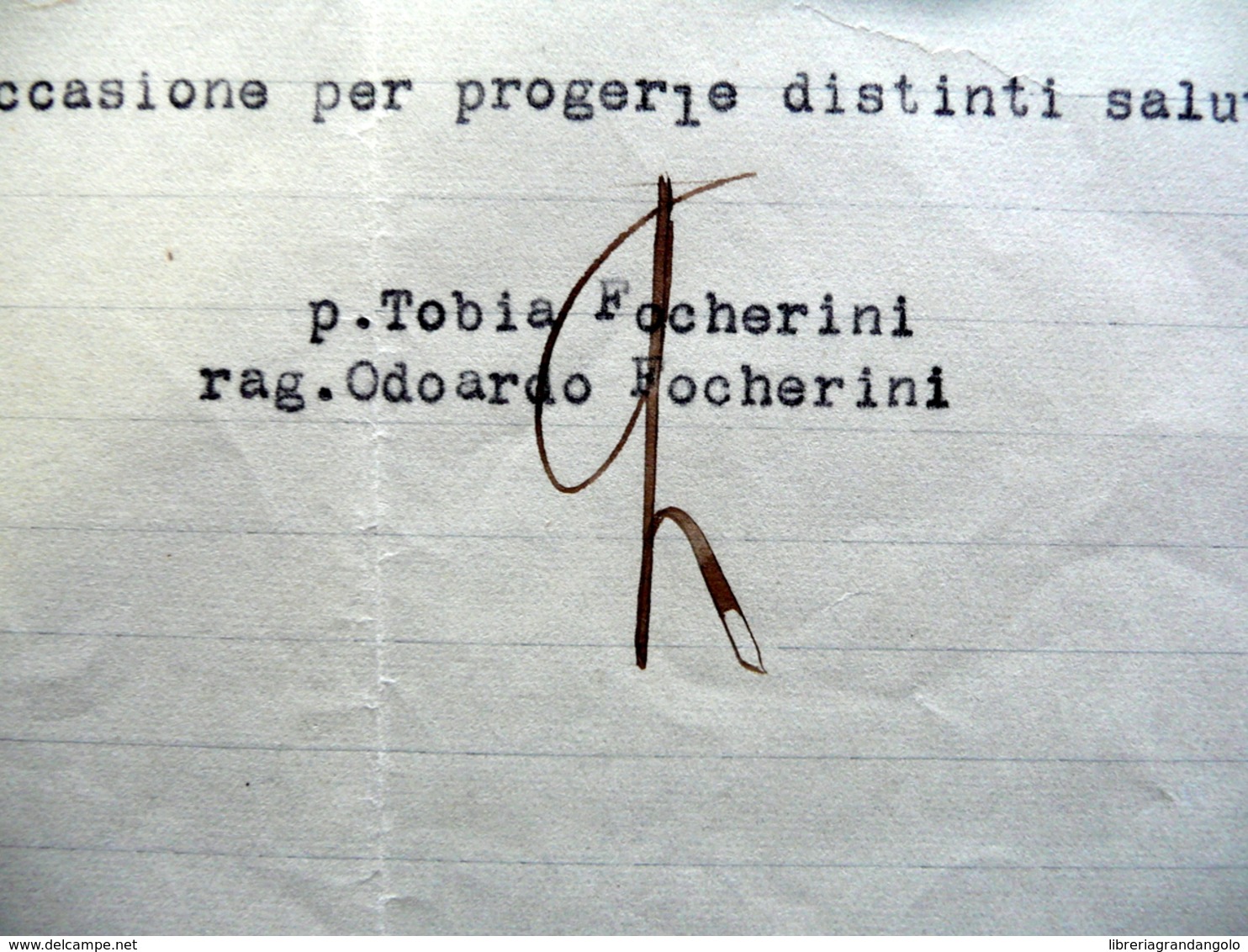 Autografo Beato Odoardo Focherini Firma Fattura Focherini Tobia Carpi 1935 Raro - Other & Unclassified