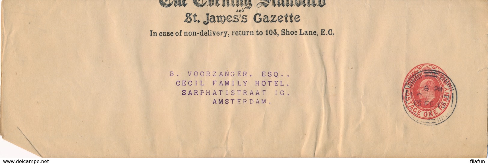 UK - 1913 - 3x Different Private Newspaper Wrapper The Evening Standard Sent To Amsterdam / Nederland - Interi Postali