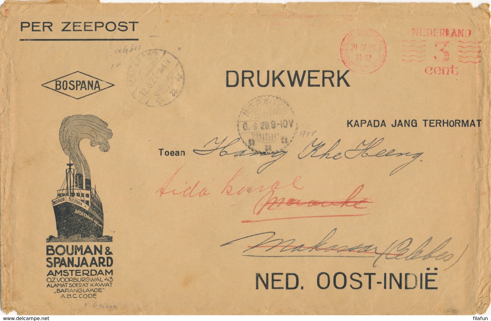 Nederlands Indië - 1929 - Retour Gezonden Drukwerk Van LB MERAUKE Naar Amsterdam - Niederländisch-Indien