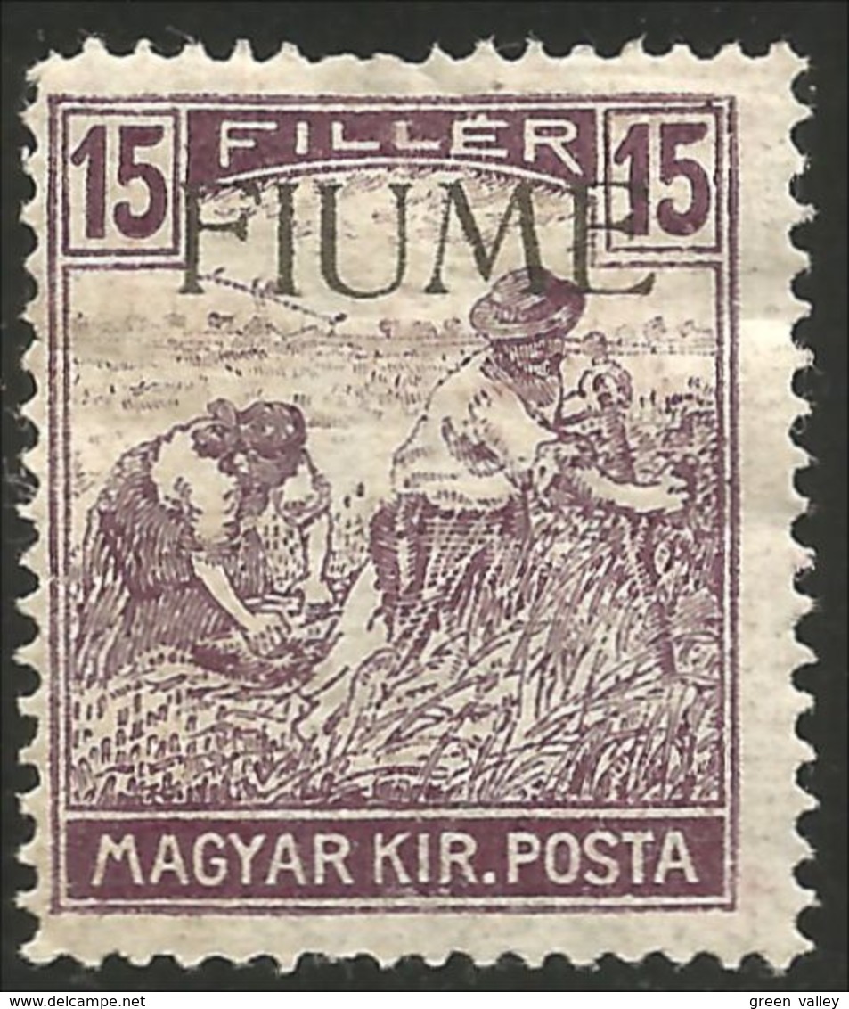 398 Fiume 1918 15f Violet Overprint MH * Neuf Avec CH (FIU-11) - Fiume