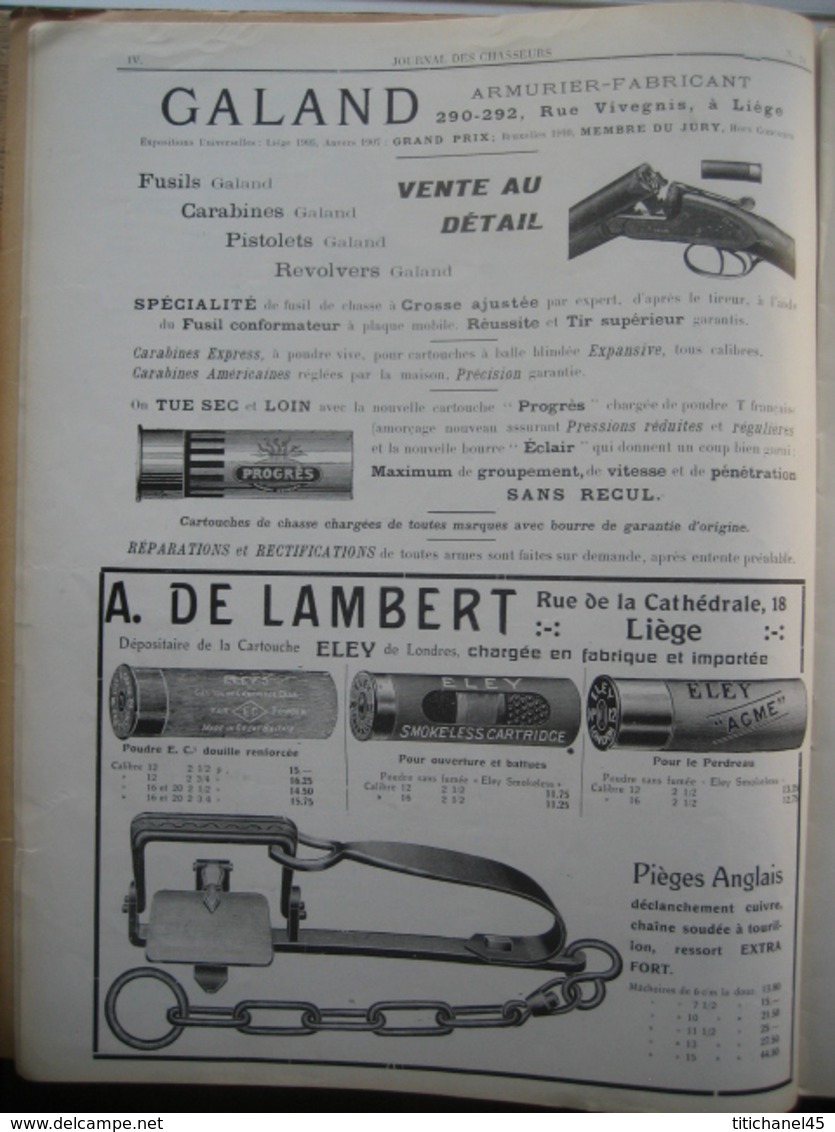 JOURNAL DES CHASSEURS ET DES GARDES 1914 n°74 -32 pages richement illustrées : armes - cartouches ...