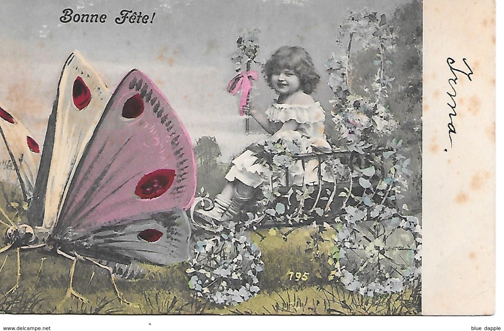 Chariot Avec Papillon, Enfant, Fleurs, Cart With Butterfly, Child, Flowers, Wagen Mit Schmetterling, Kind / 1905 - Autres & Non Classés