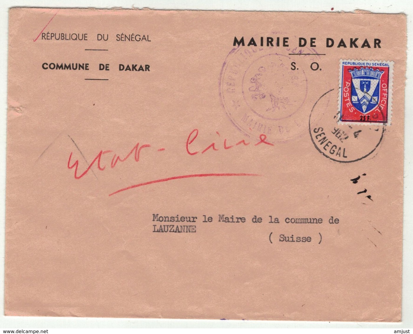 Sénégal // Lettre Pour La Suisse - Sénégal (1960-...)