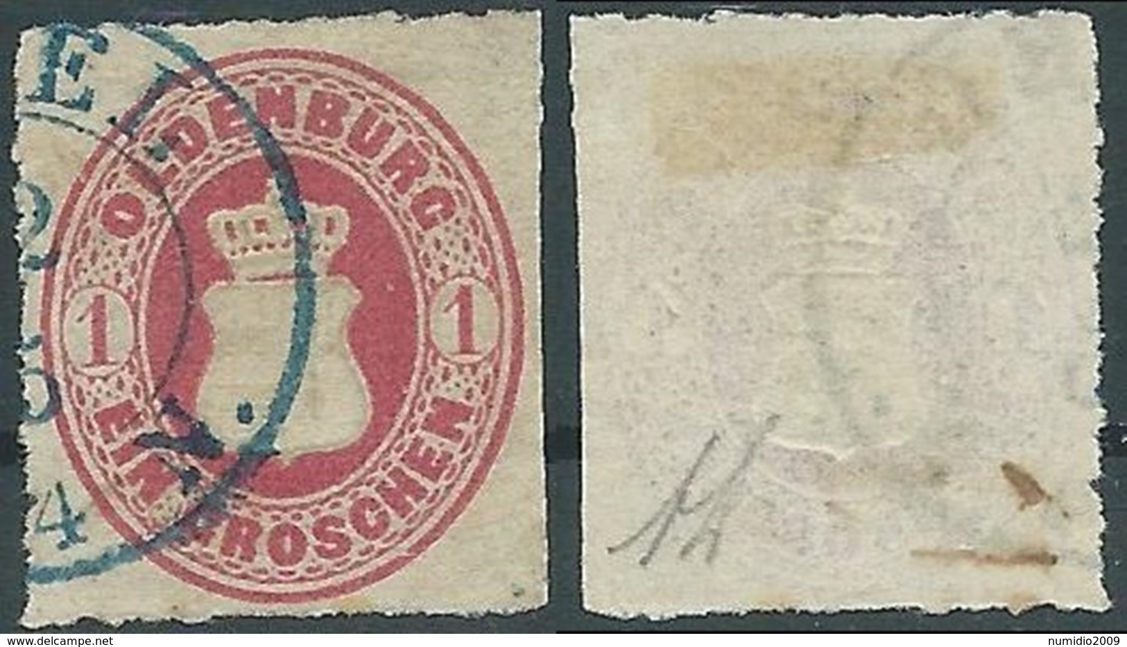 1867 GERMANIA ANTICHI STATI OLDEMBURGO USATO 1 G PERFORATO 10 - RB44-8 - Oldenburg