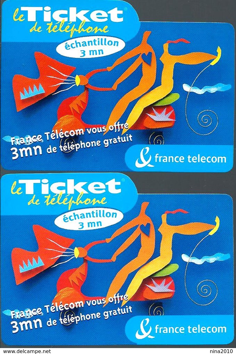 2 Tickets De Téléphone Privé -Easy Bleu - 30/09/2000 & 31/12/2000  (luxe) - FT