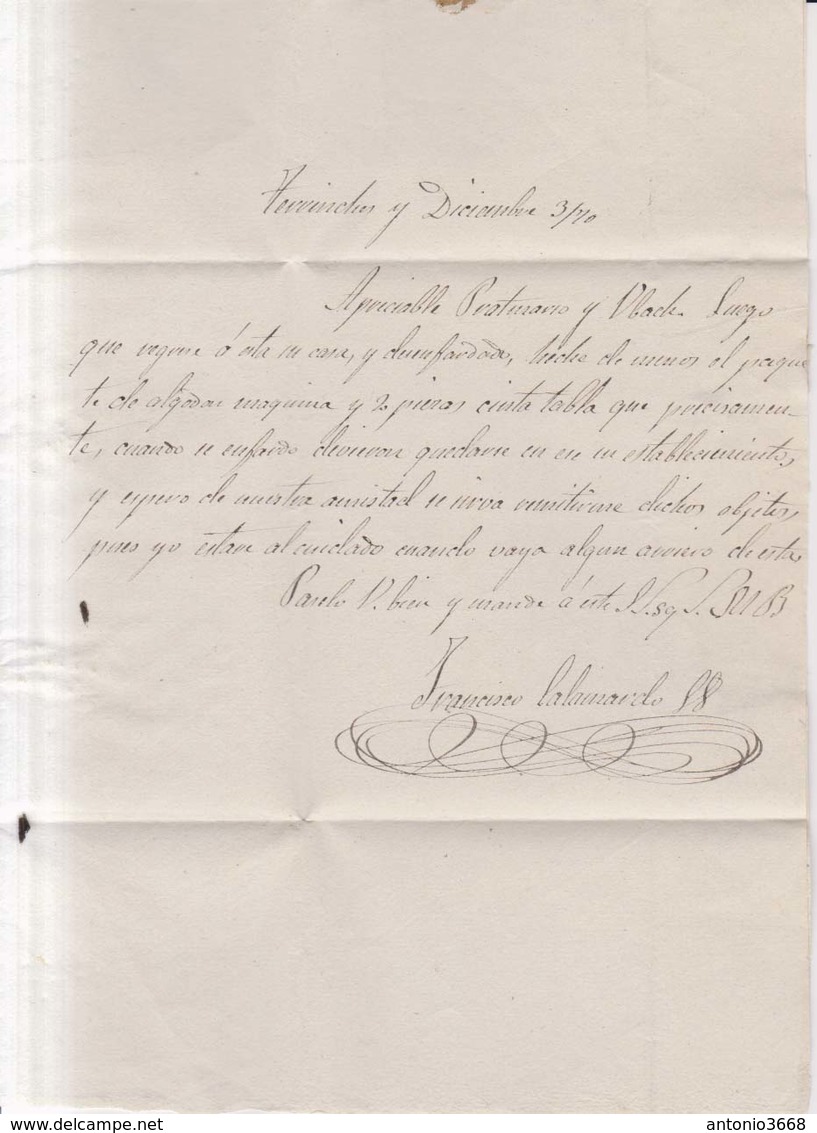 Año 1870 Edifil 107 50m Sellos Efigie Carta  De Terrinches Matasellos Infantes Ciudad Real A Albacete - Brieven En Documenten
