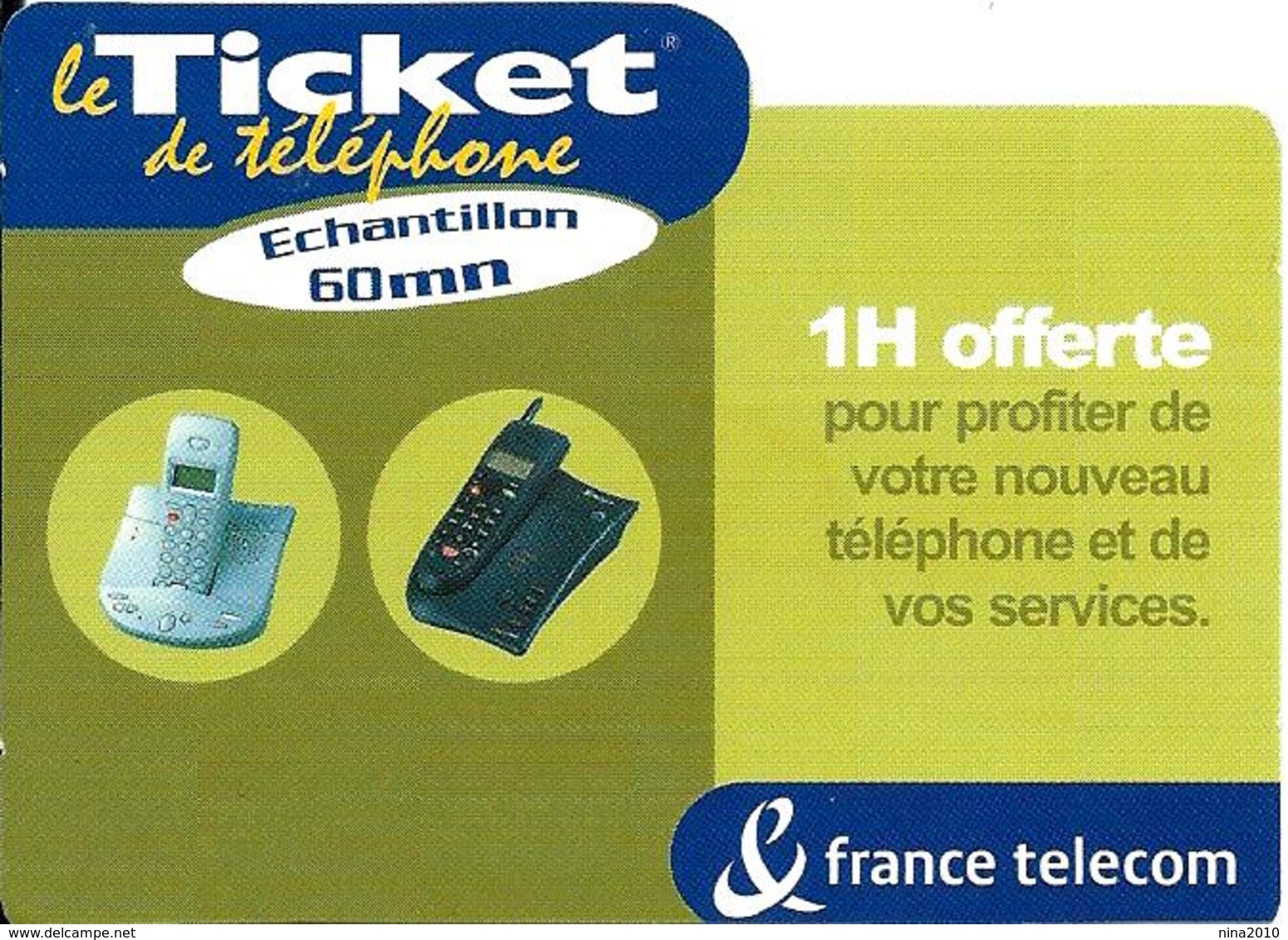 Ticket De Téléphone Privé - 1 H Offerte - 60 000 Ex. (luxe) - 15/11/2002 - Billetes FT