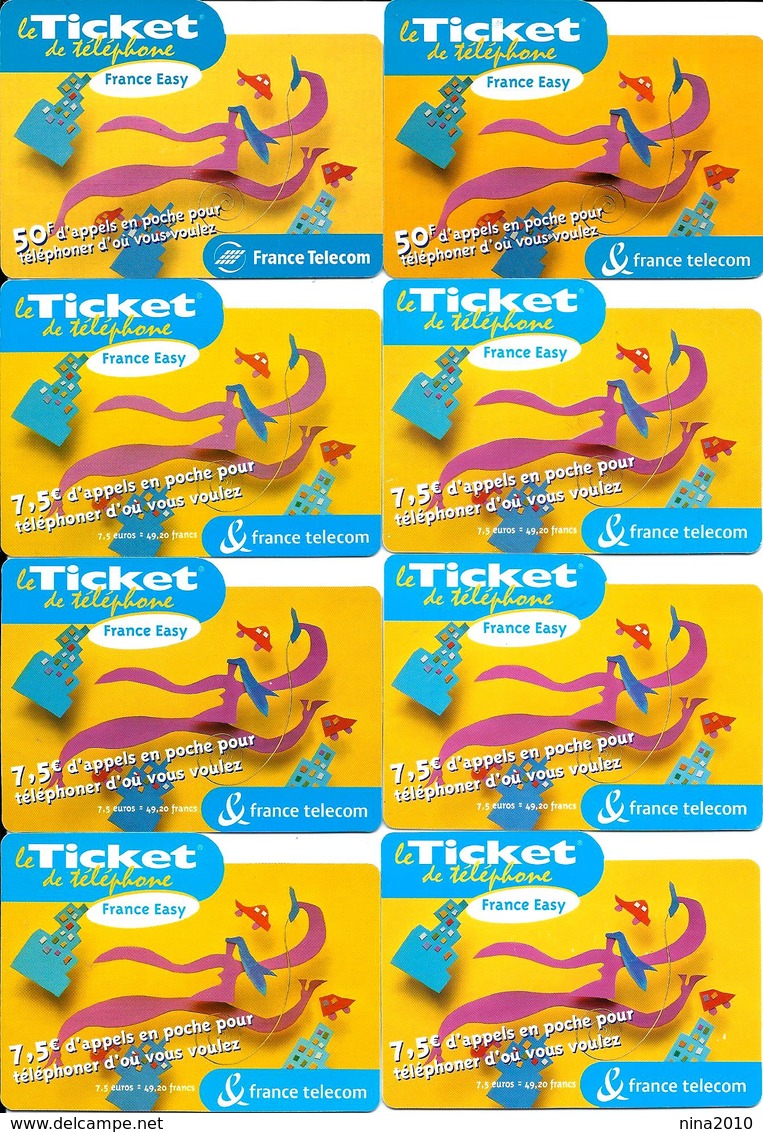 8 Tickets De Téléphone  - Différents Dates - Francs & Euros - FT