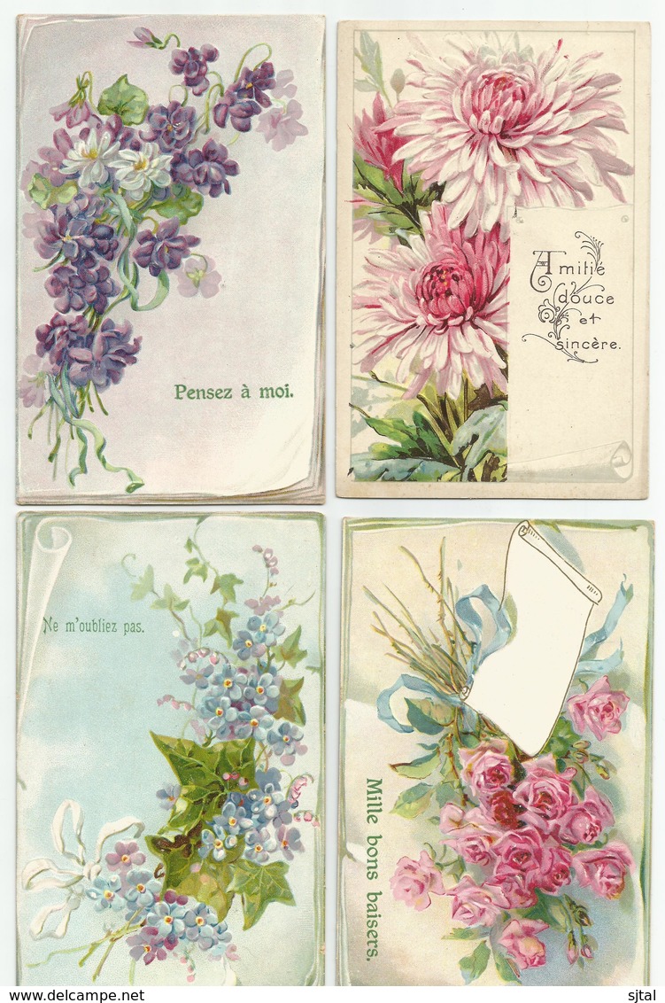 4 Kaarten Ca 1910 - Reliëf Embossed Gaufrées - Niet Verstuurd - Fleurs