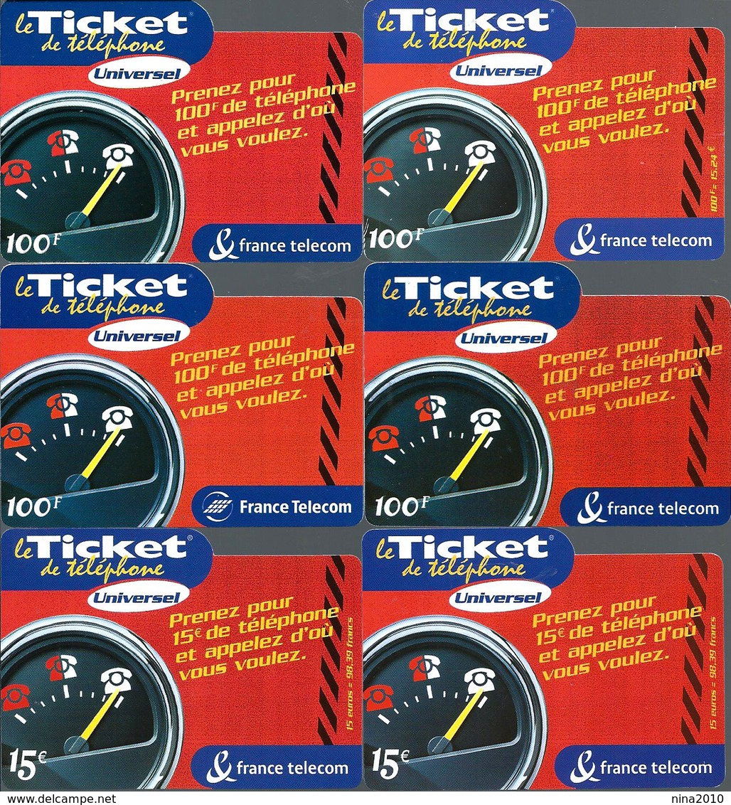 6 Tickets De Téléphone  - Différents Dates - Francs & Euros - FT