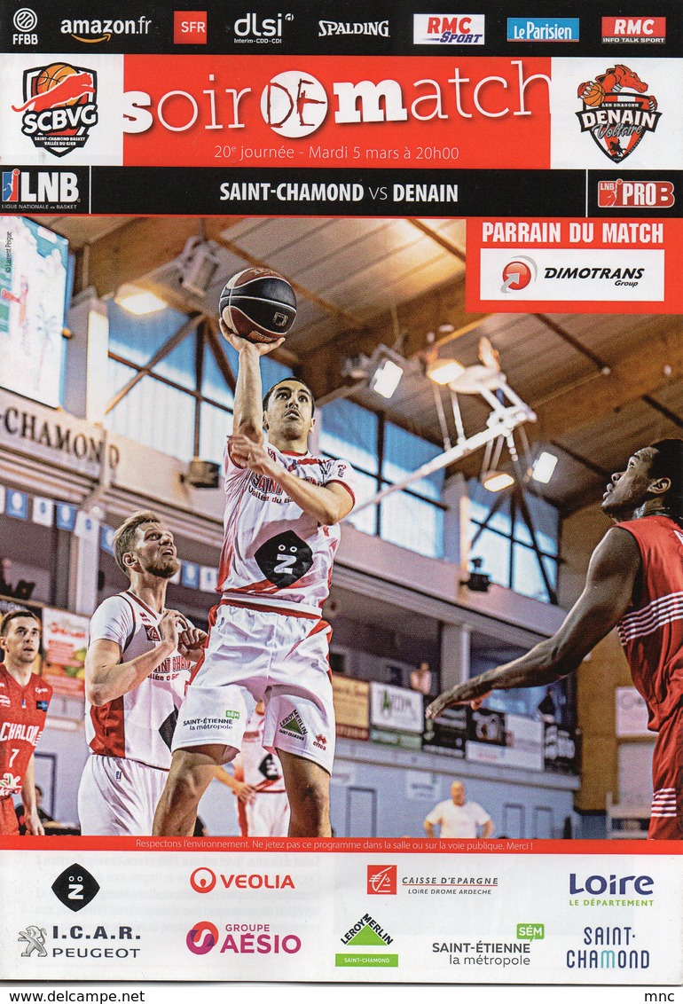 Programme Du Match De La 20 ème Journée  St Chamond/Denain Du 5 Mars 2019 - Apparel, Souvenirs & Other