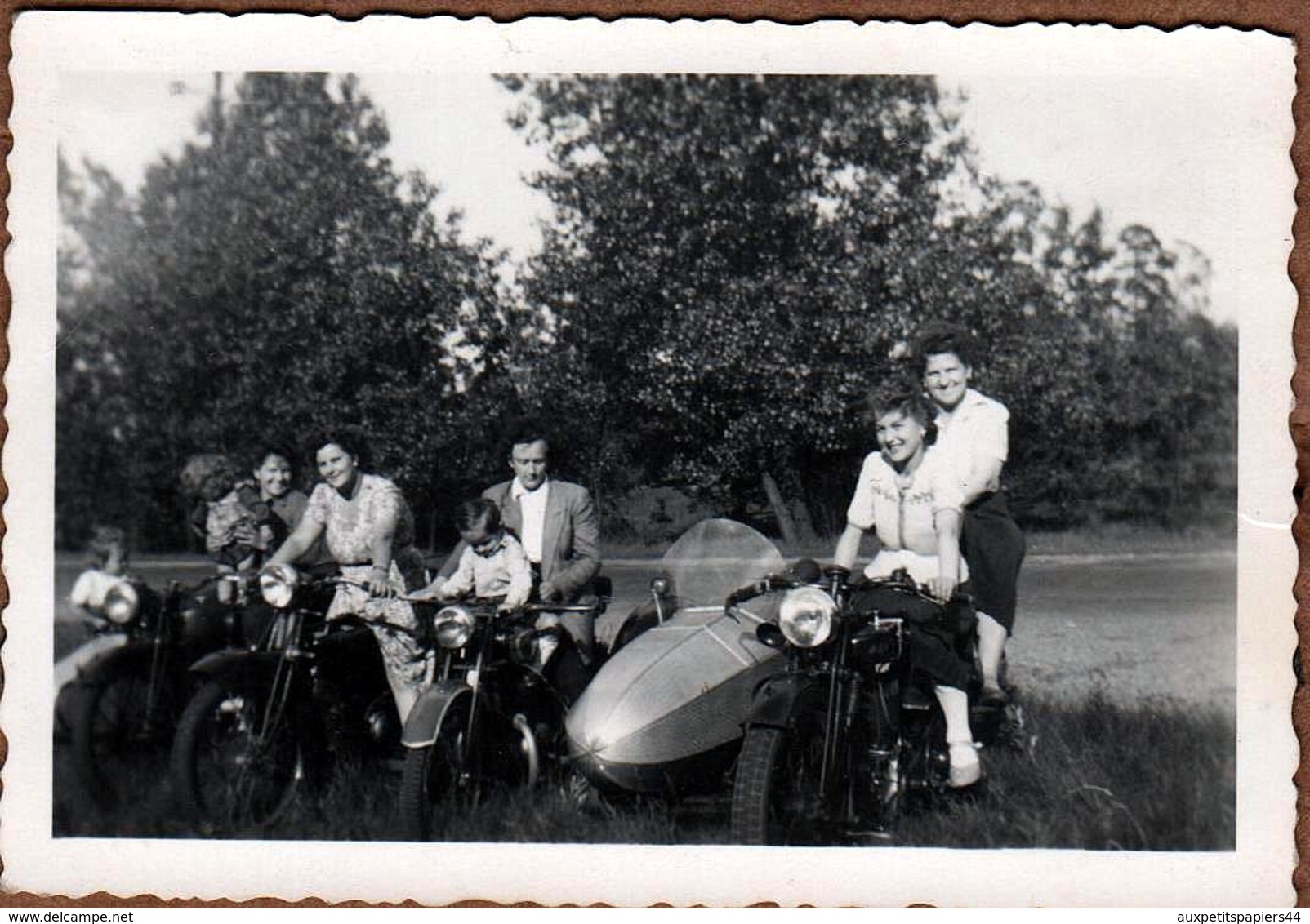 Photo Originale Moto & Side-Car Steib S 500 - Amusante Photo De Famille Sur De Terribles Machines - Cyclisme