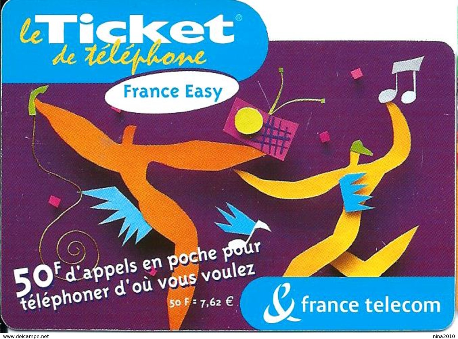 Ticket De Téléphone  -France Easy - 50 F - 30/09/2003 - FT