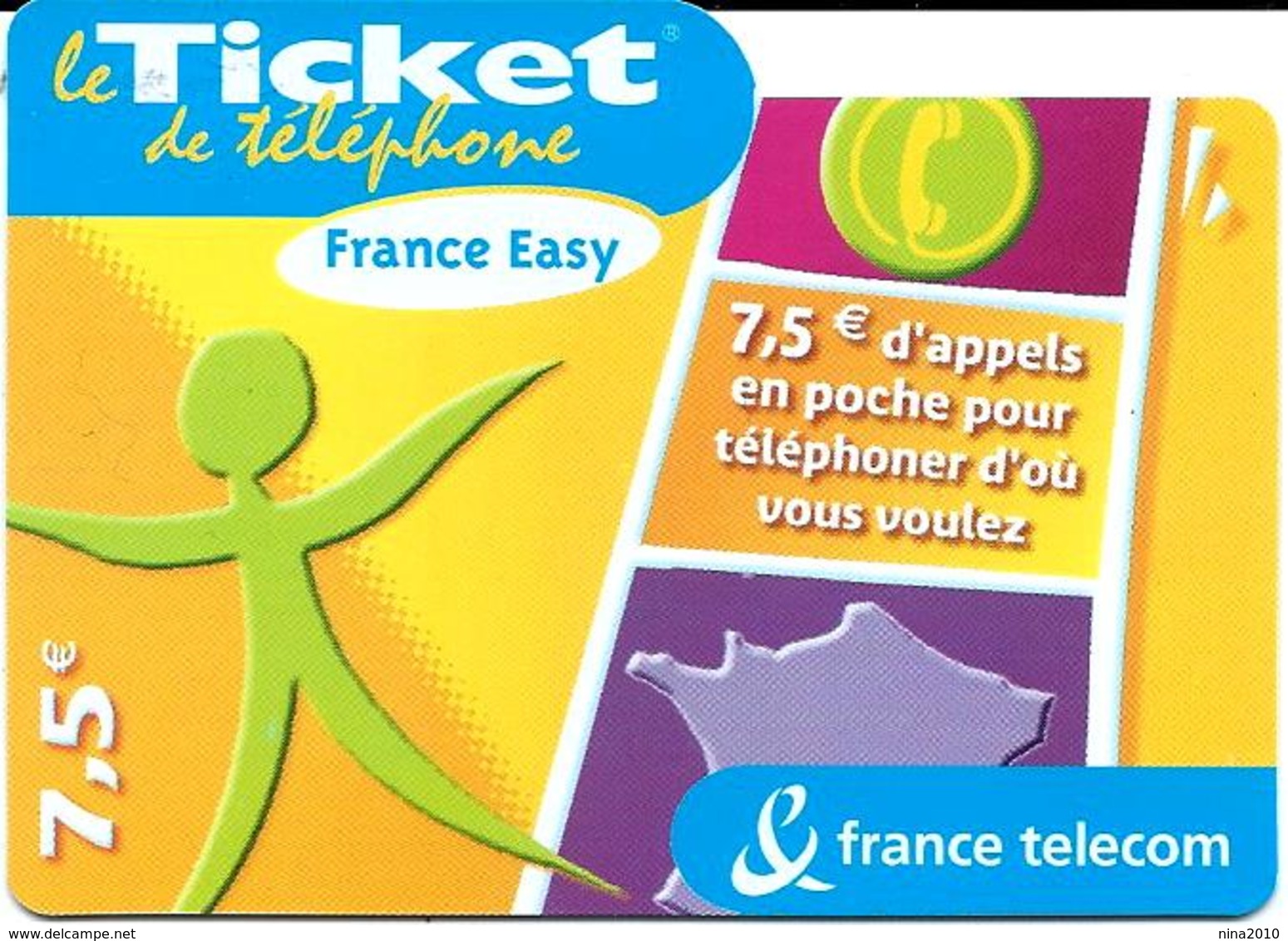 Ticket De Téléphone  - France Easy - 7.5 € - 31/05/2005 - FT