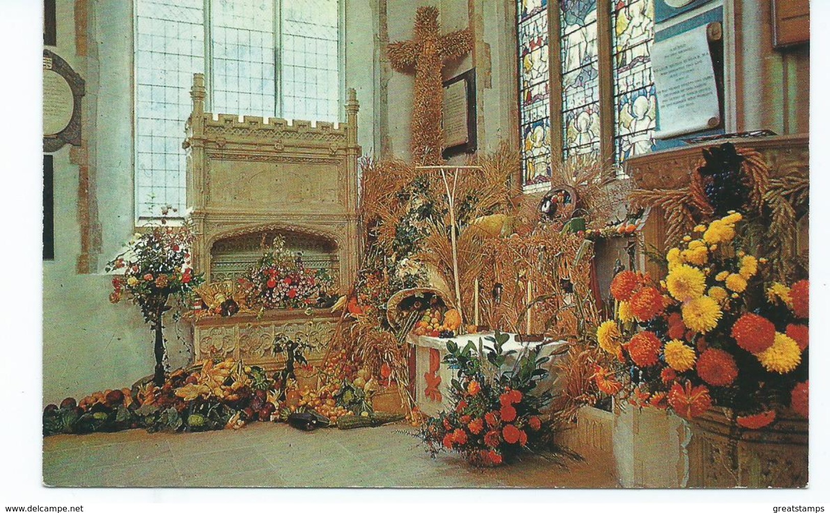 Essex Postcard Dedham St.mary's Church Unused Harvest Festival. - Other & Unclassified