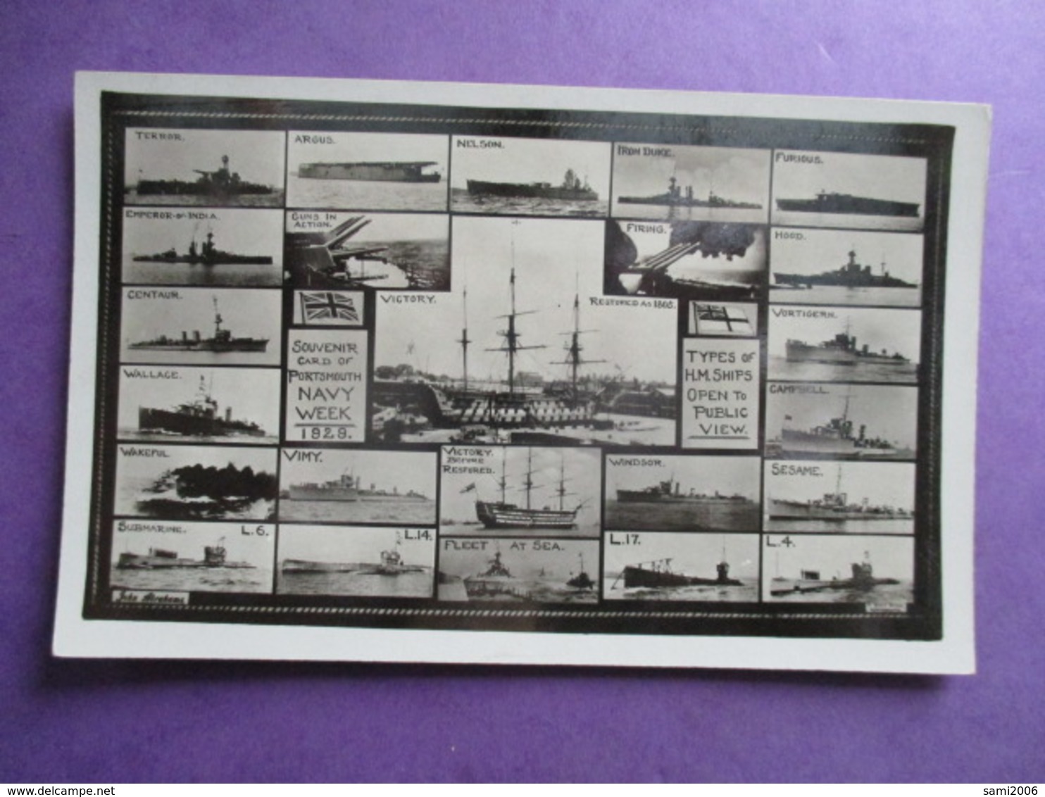 CPA ROYAUME UNI SOUVENIR CARD OF PORTSMOUTH NAVY WEEK 1929 MULTI VUES BATEAUX - Portsmouth