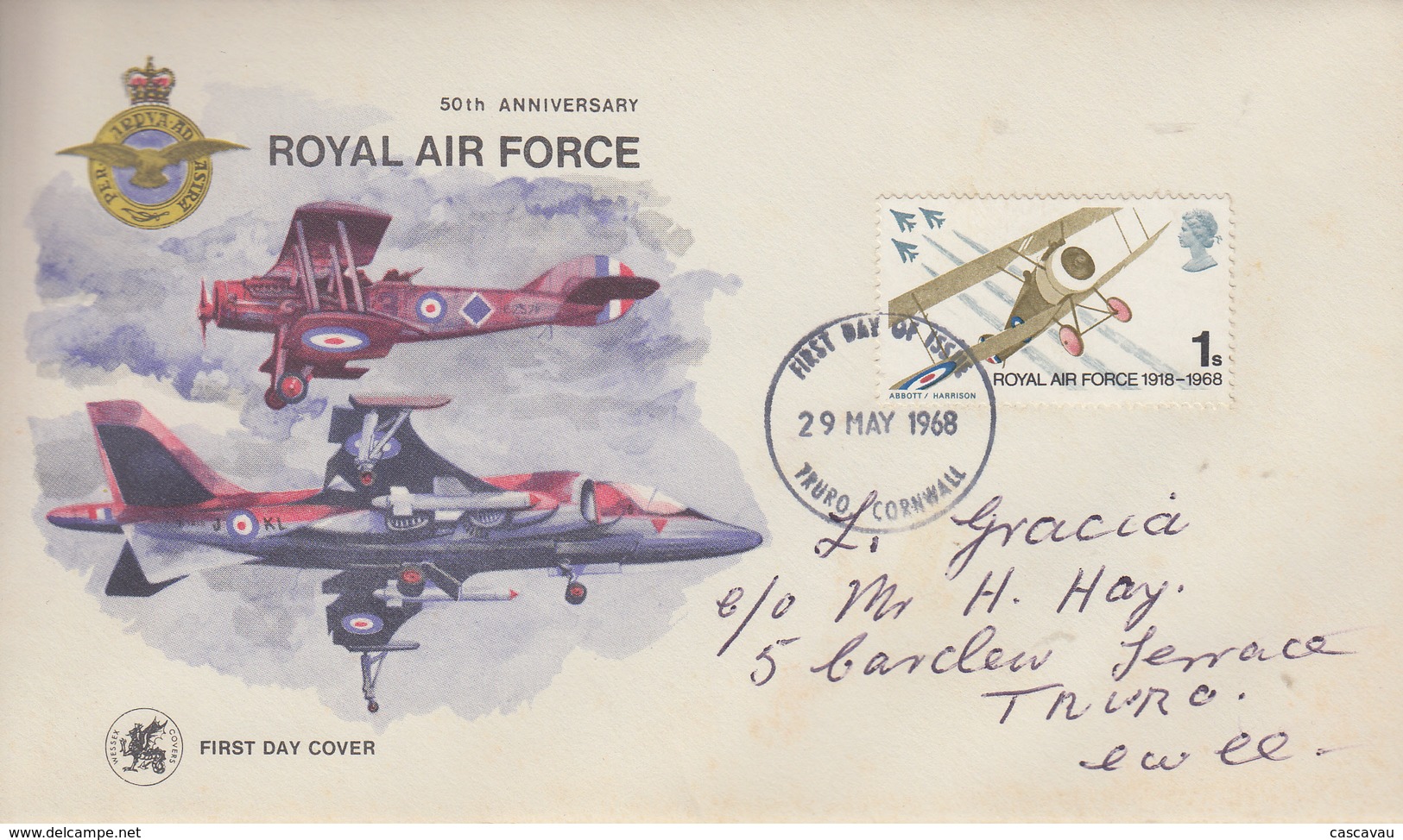 Enveloppe  FDC  1er   Jour   GRANDE  BRETAGNE    ROYAL   AIR   FORCE     1968 - 1952-1971 Pre-Decimal Issues