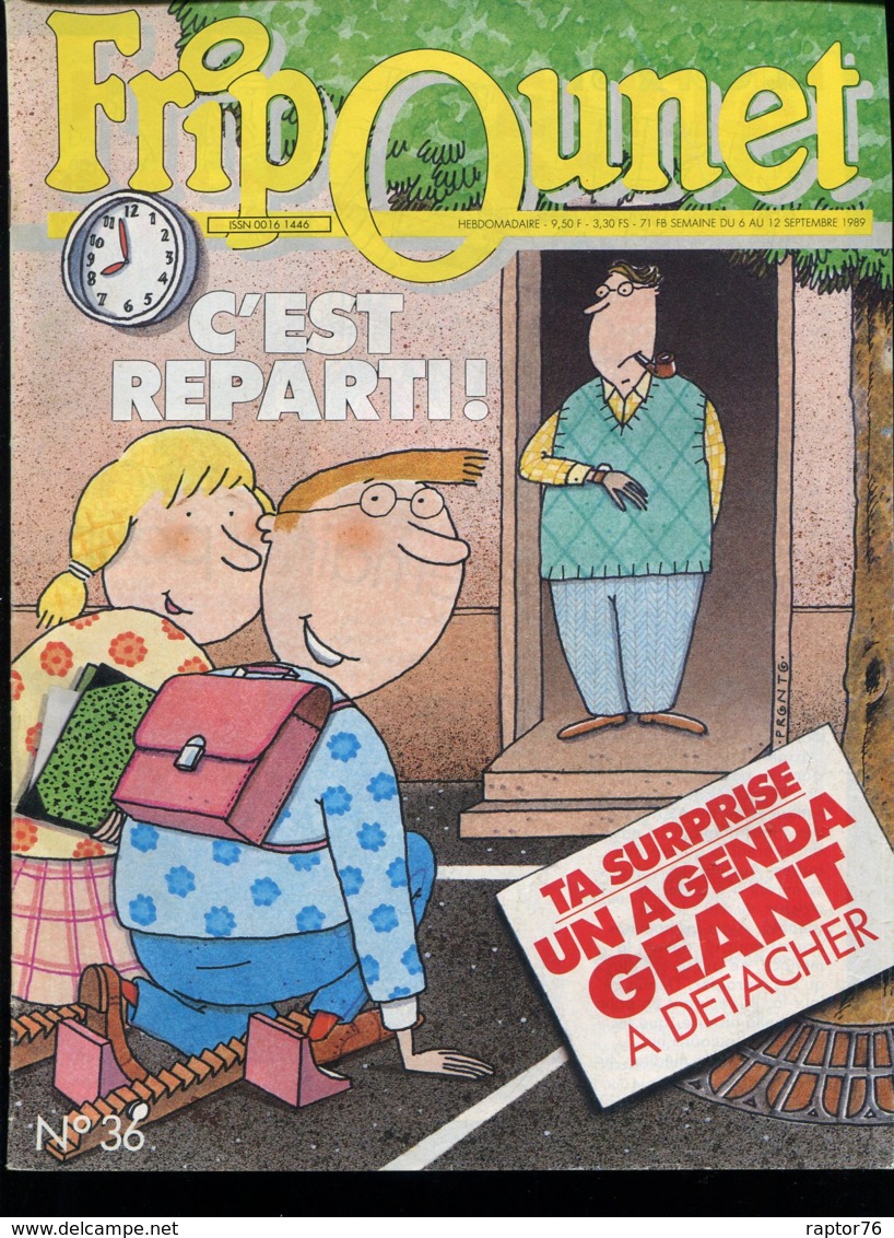 FRIPOUNET 6 Au 12 Septembre 1989 N° 36  ( Manque Pages  15-16-17-18  Le Poster ) - Fripounet