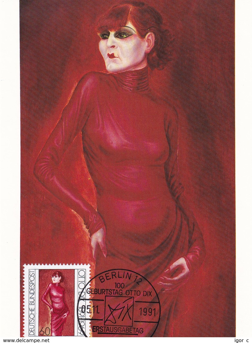 Germany Maximum Card 1991: Famous People - Otto Dix - Painter Maler Und Grafiker; Dancer / Tänzerin: Anita Berber - Sonstige & Ohne Zuordnung